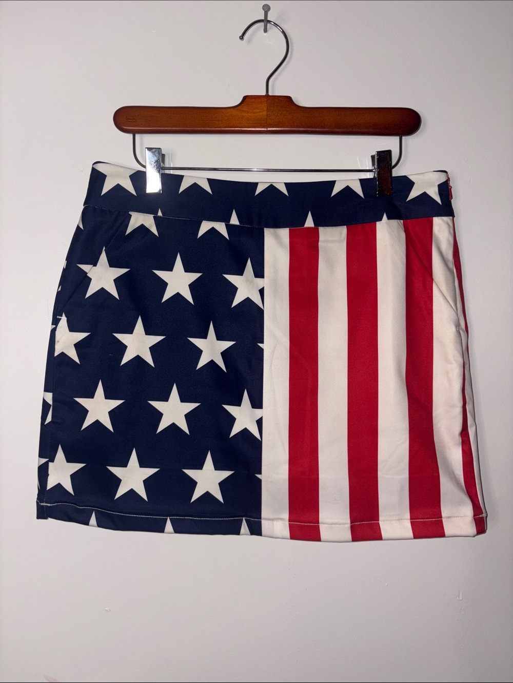 Loudmouth American Flag Print Mini Skirt - Red, White and Blue Size 6